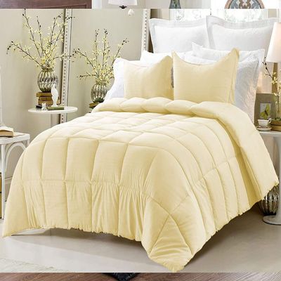 Devi Bedding 600 TC 100% Egyptian Cotton Coziest 11-Piece Bed-in-a-Bag Comforter Includes Duvet Cover, Bed Skirt, Bed Runner, Boby Pillow Cover, 30" Deep Pocket Solid Ivory Full XL Size