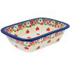 Polmedia Polish Pottery Rectangular Baker UNIKAT - Rosey Starburst Poppy Pattern Handmade in Boleslawiec Poland by Ceramika Artystyczna + Certificate of Authenticity view 1