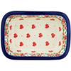 Polmedia Polish Pottery Rectangular Baker UNIKAT - Rosey Starburst Poppy Pattern Handmade in Boleslawiec Poland by Ceramika Artystyczna + Certificate of Authenticity view 2