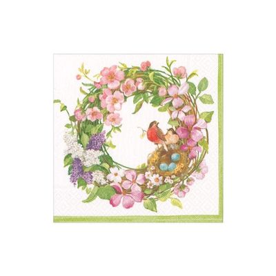 Caspari Spring Wreath Boxed Paper Cocktail Napkins, 40 Per Box