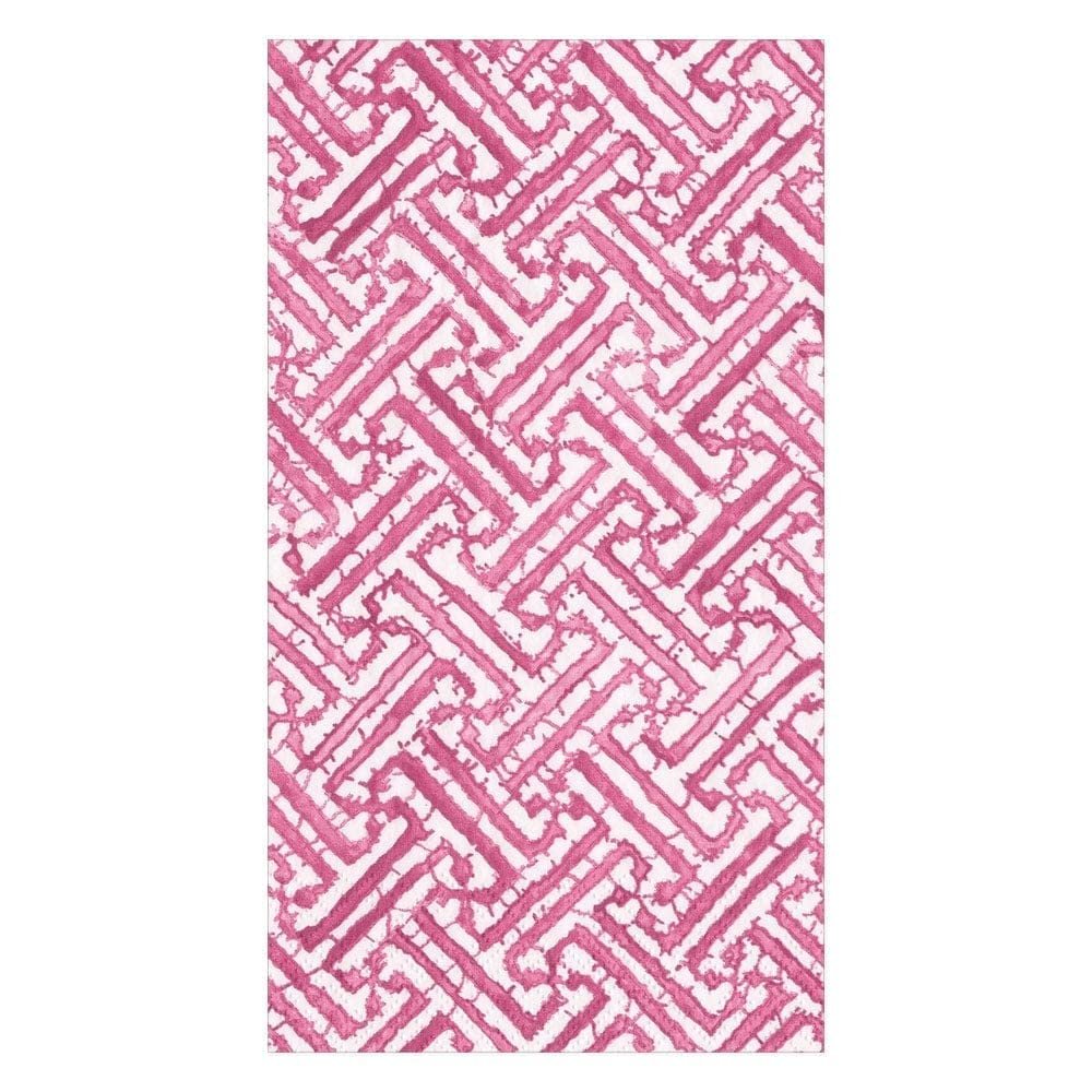 Caspari Fretwork Paper Guest Towel Napkins in Fuchsia, Two Packs of 15