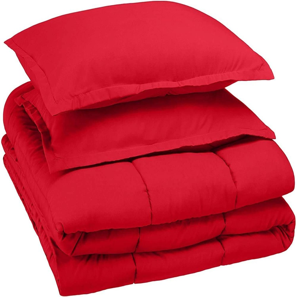 Devi Bedding 600 TC 100% Egyptian Cotton Coziest 11-Piece Bed-in-a-Bag Comforter Includes Duvet Cover, Bed Skirt, Bed Runner, Boby Pillow Cover, 30" Deep Pocket Solid Red Full Size