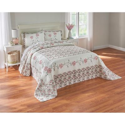 BrylaneHome Margaret Embroidered Bedspread - King, Rose