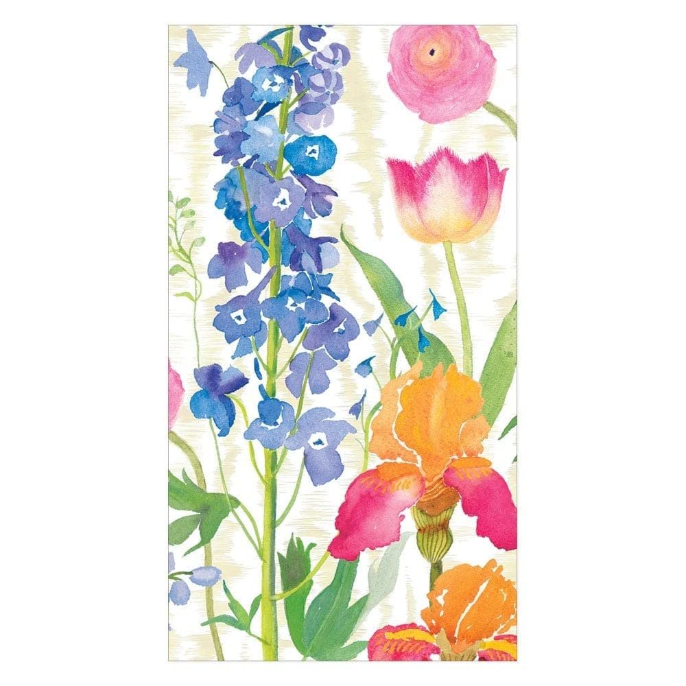 Caspari Summer Garden Paper Guest Towel Napkins in White, Two Packs of 15