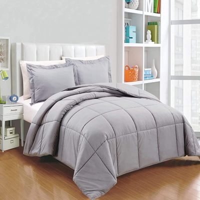 Devi Bedding 600 TC 100% Egyptian Cotton Coziest 11-Piece Bed-in-a-Bag Comforter Includes Duvet Cover, Bed Skirt, Bed Runner, Boby Pillow Cover, 14" Deep Pocket Solid Silver Twin Size