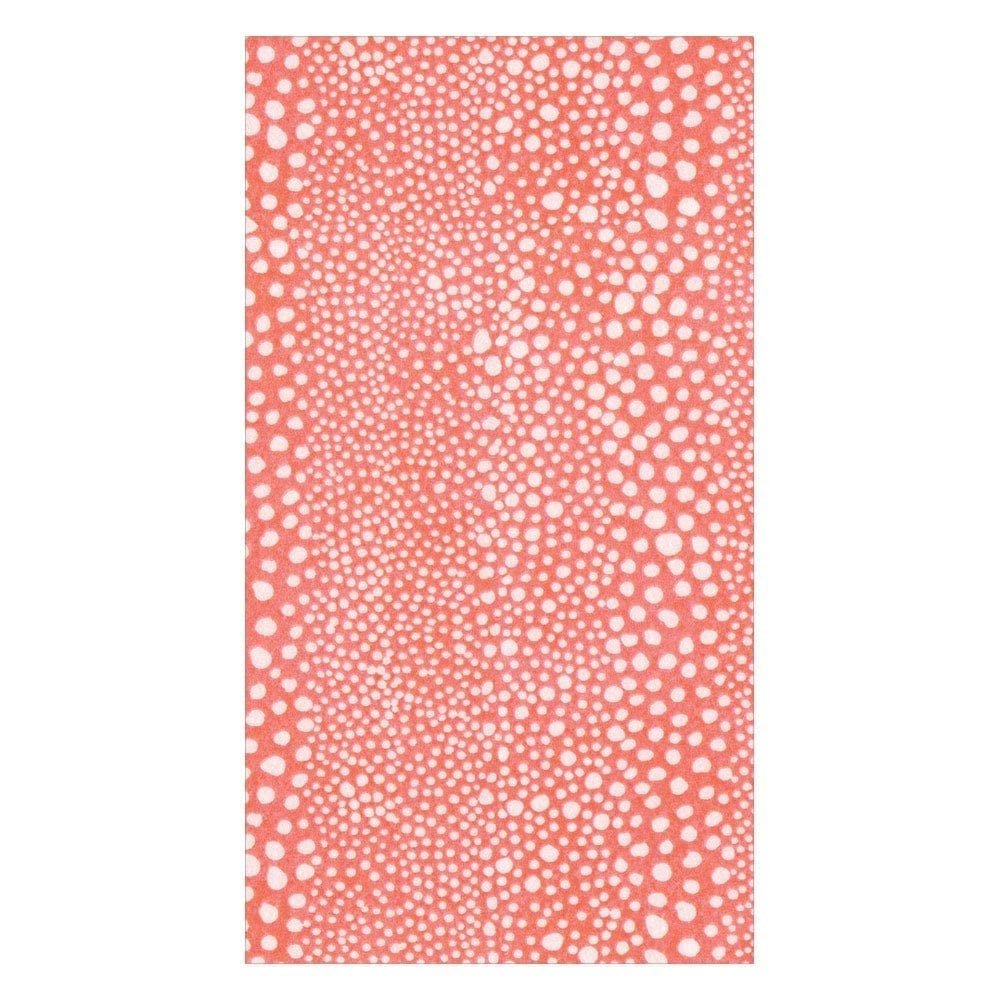 Caspari Pebble Paper Linen Guest Towels Napkins in Coral, 12 Per Package