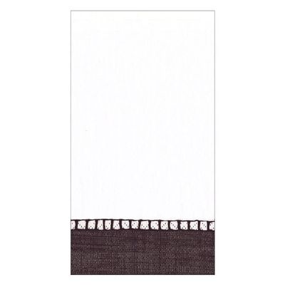 Caspari Linen Border Paper Guest Towel Napkins in Black, Two Packs of 15