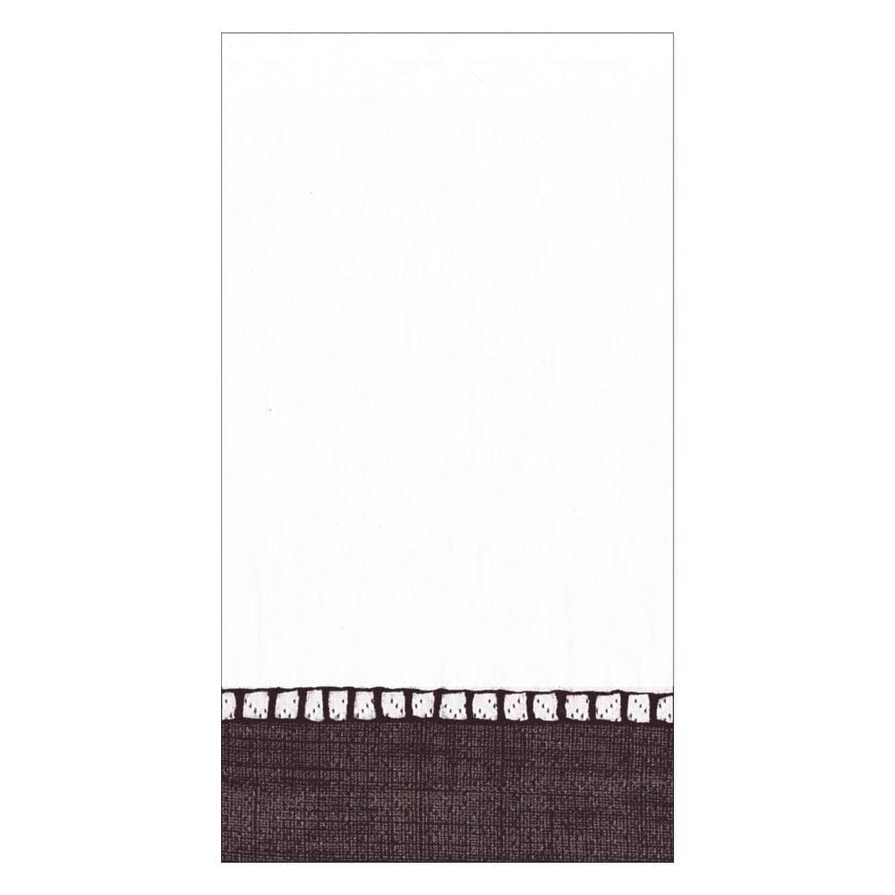 Caspari Linen Border Paper Guest Towel Napkins in Black, Two Packs of 15