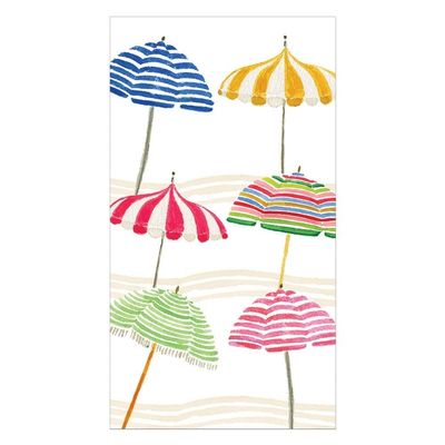 Caspari Beach Umbrellas Paper Guest Towel Napkins, Two Packs of 15