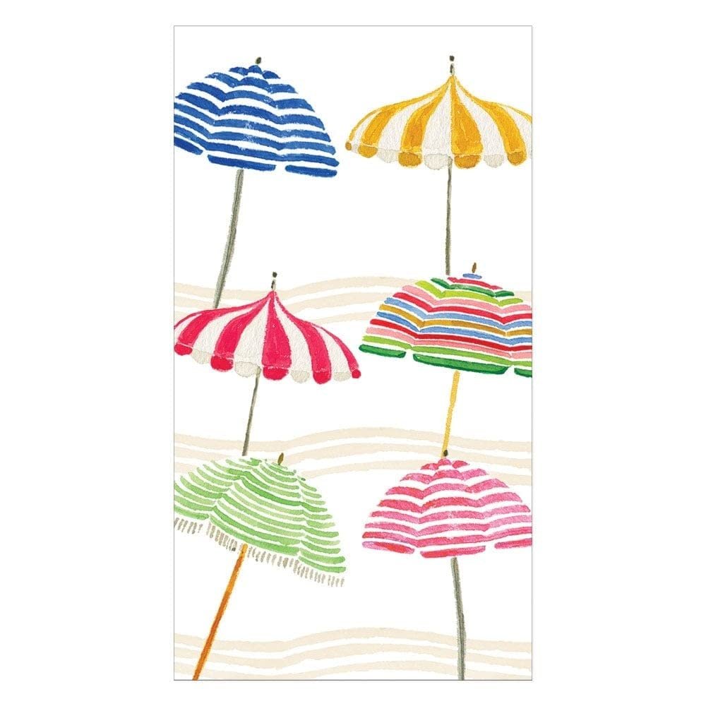 Caspari Beach Umbrellas Paper Guest Towel Napkins, Two Packs of 15