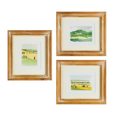 MY SWANKY HOME Set of 3 Elegant Country Green Fields Prints Farmhouse Landscape 11 in Pastoral
