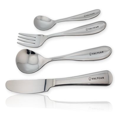 Valtcan Titanium Grade 1 Dinnerware 4 Piece Set Fork Spoon Knife Teaspoon Kitchen Flatware Long Dinner Full Size Silverware Utensils