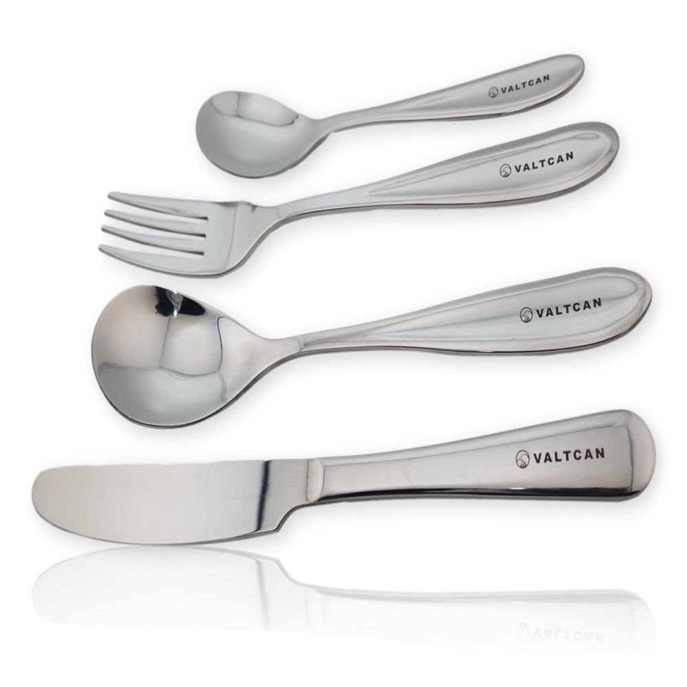 Valtcan Titanium Grade 1 Dinnerware 4 Piece Set Fork Spoon Knife Teaspoon Kitchen Flatware Long Dinner Full Size Silverware Utensils