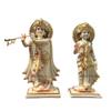 KARIGAROFFICIAL Radha Krishna Statue, Hindu Divine Couple Handpainted Murti, Large 12 inches White Marble Gold Leaf Work Religious Idol, Home Temple Decoration Wedding Housewarming Sculpture view 1