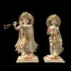 KARIGAROFFICIAL Radha Krishna Statue, Hindu Divine Couple Handpainted Murti, Large 12 inches White Marble Gold Leaf Work Religious Idol, Home Temple Decoration Wedding Housewarming Sculpture view 2