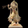 KARIGAROFFICIAL Radha Krishna Statue, Hindu Divine Couple Handpainted Murti, Large 12 inches White Marble Gold Leaf Work Religious Idol, Home Temple Decoration Wedding Housewarming Sculpture view 3