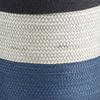 MY SWANKY HOME Set of 2 Coastal Casual Natural White Blue Woven Stripe Storage Baskets Round view 3