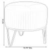 Fabulaxe Round Velvet Ottoman Stool Raised with Hairpin Gold Base, Cream, Small view 3