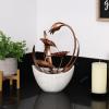 Alpine Corporation ZEN918 Indoor Tabletop Multi-Tiered Metal Falling Leaves Water Fountain with Stone-Filled Base, 15" view 1