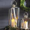 MY SWANKY HOME Elegant Tall Faceted Silver Nautical Candle Lantern Chrome Outdoor Safe Handle view 2