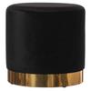 Modern Round Velvet Fabric Standard Ottoman Stool with Gold Base, Black view 1