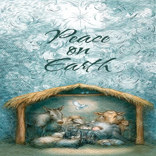 IHR Ideal Home Range 3-Ply Guest Towel Buffet Winter Holiday Christmas Paper Napkins, 16-Count, 8.5" x 4.5", Peace Nativity