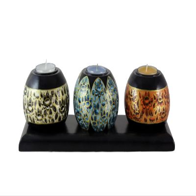 Kashmiri Print Candle Holder Set