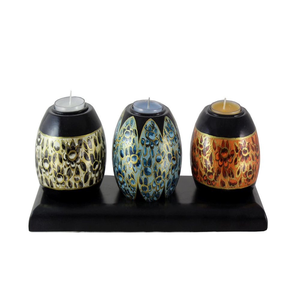 Kashmiri Print Candle Holder Set