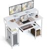 CubiCubi Computer Desk with Keyboard Tray, 47 Inch Office Desk with Monitor Stand and Storage Shelves, Music Studio Desk, Work Table Gaming Desk, White view 1