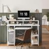 CubiCubi Computer Desk with Keyboard Tray, 47 Inch Office Desk with Monitor Stand and Storage Shelves, Music Studio Desk, Work Table Gaming Desk, White view 2