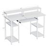 CubiCubi Computer Desk with Keyboard Tray, 47 Inch Office Desk with Monitor Stand and Storage Shelves, Music Studio Desk, Work Table Gaming Desk, White view 3