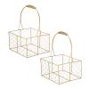 BEIJIALY 2PSC Metal Wedding Flower Girl Basket With Handle, Wire Storage Flower Basket, Gold Decorated Basket Flower Petal Basket for Wedding Decor Or Tabletop Display view 1