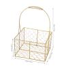 BEIJIALY 2PSC Metal Wedding Flower Girl Basket With Handle, Wire Storage Flower Basket, Gold Decorated Basket Flower Petal Basket for Wedding Decor Or Tabletop Display view 2