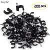 200 Pcs Cable Clips 4/6/8/10mm Nail in Cable Clips Cable Wire Clips Cable Tacks Coax Cable Clips Speaker Wire Clips Cable Nails for Cords Wall Wire Clips RG6 RG59 CAT6 RJ45 Ethernet Cable Clips Black view 2