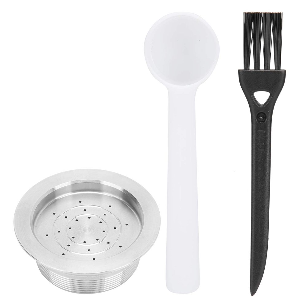 Reusable Coffee Capsule with Spoon and Brush, 304 Stainless Steel, Refillable for Nespresso Compatible Machines
