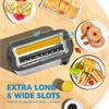 10'' Long Slot 2 Slice Stainless Steel Toaster, 4 Slice, Warming Rack & 6 Shade Settings, Defrost/Reheat/Cancel, For Croissants & Bread (Silver) view 2