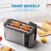 10'' Long Slot 2 Slice Stainless Steel Toaster, 4 Slice, Warming Rack & 6 Shade Settings, Defrost/Reheat/Cancel, For Croissants & Bread (Silver) view 4