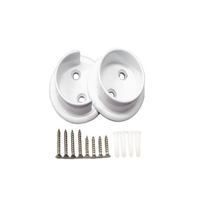 QCAA Heavy Duty Solid Metal Closet Rod Socket Set, 1-3/8'', Matte White, 1 Pair, Made In Taiwan