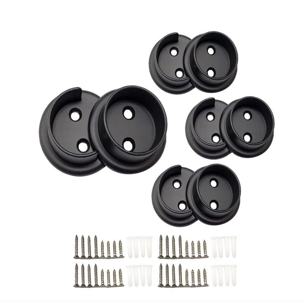 QCAA Heavy Duty Solid Metal Closet Rod Socket Set, 1-3/8'', Oil-Rubbed Bronze, 4 Pair, Made In Taiwan