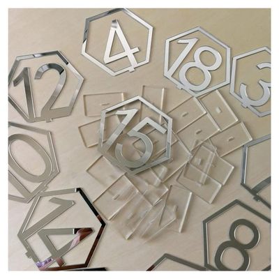 GBNHGYP Acrylic Number Hexagon Table Number Sign, Birthday Geometric Number Table Base for Wedding Party Decoration (Color : Silver, Size : 1-20)