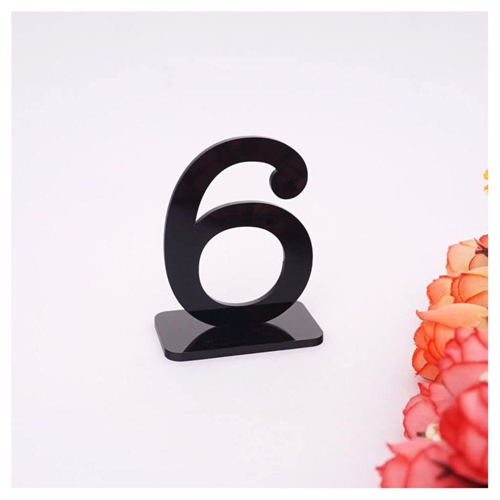 GBNHGYP 1-10/1-20 Acrylic Wooden Number Holder Table Position Card, Double Sided Visible Number Sign Wedding Party Decorations (Color : Black, Shape : 1-20)