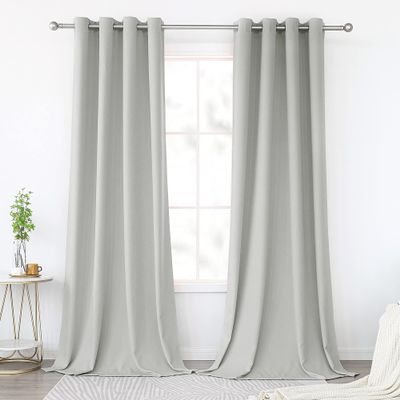 KEQIAOSUOCAI Blackout Curtains 120 Inches Long for Living Room - Room Darkening Thermal Insulated Grommet Extra Long Curtains Drapes for Bedroom, 2 Panels, Light Gray, 52W x 120L