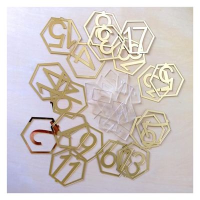GBNHGYP Acrylic Number Hexagon Table Number Sign, Birthday Geometric Number Table Base for Wedding Party Decoration (Color : Gold, Size : 1-10)