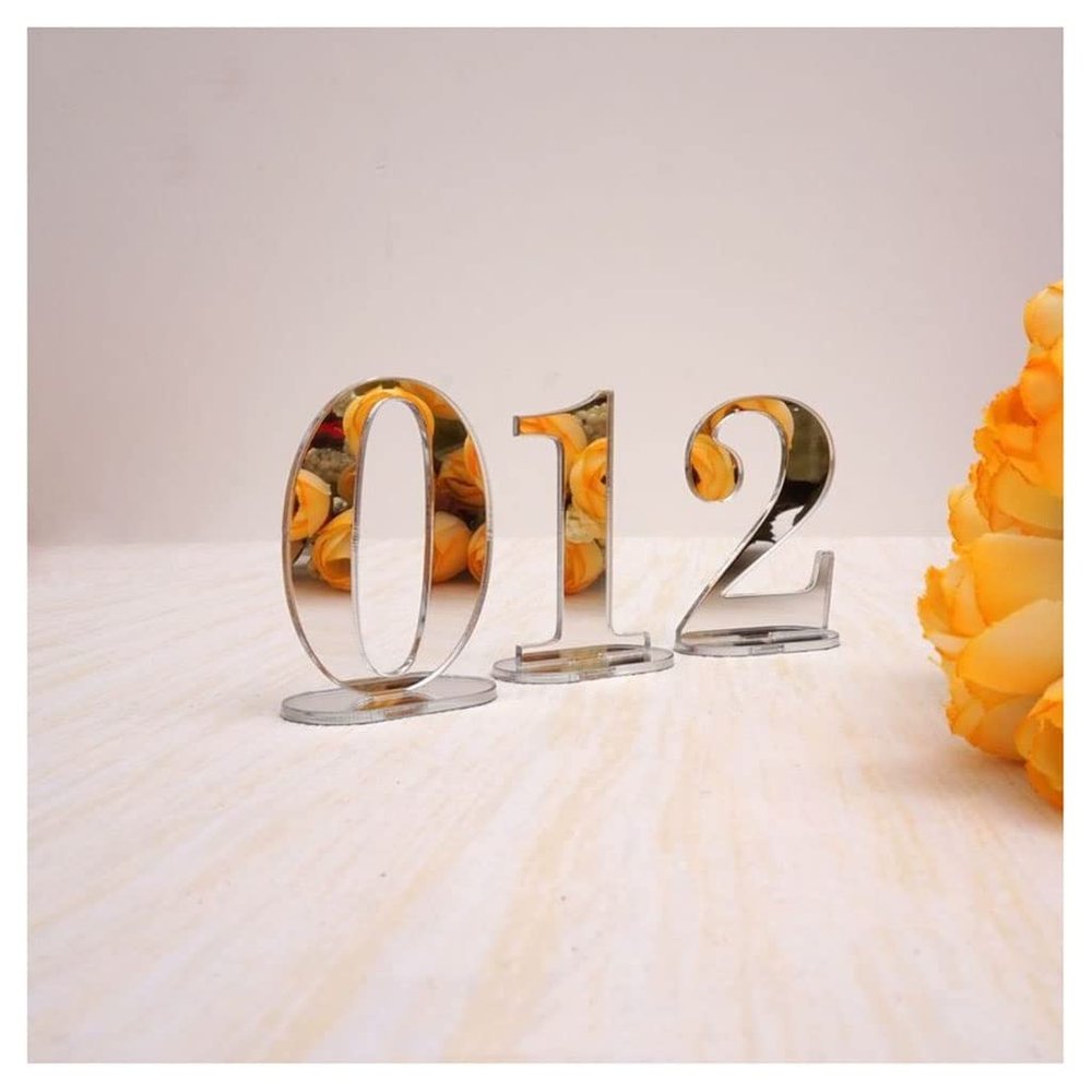 GBNHGYP Numbers 1-10/1-20 Pedestal Table Number Set, Wedding Birthday Party Table Cards, Wedding Decor Number Holder (Color : Silver-Number 1-20, Size : 8cm Height)
