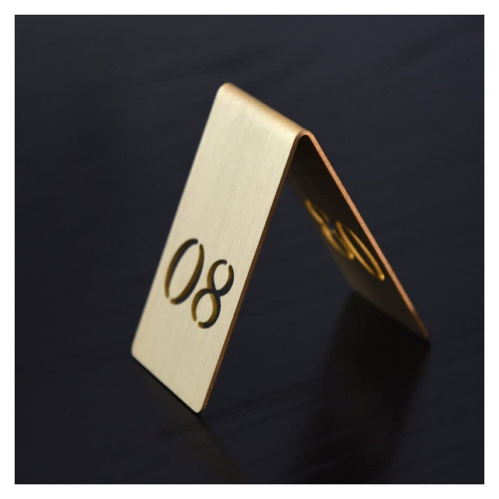 GBNHGYP 1pcs Double Sided Digital Brass Table Number, Restaurant Bar Party Table Decoration, Wedding Metal Table Number Seat Card Direction Sign (Color : Number 8)