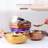 18/8 Stainless Steel Bowl Set with Spoon Set of 6, 19oz Metal Rice Cereal Serving Bowls, Double Walled Dinner Bowl Restaurant Home Kitchen Family Kids Adult-Gold view 4