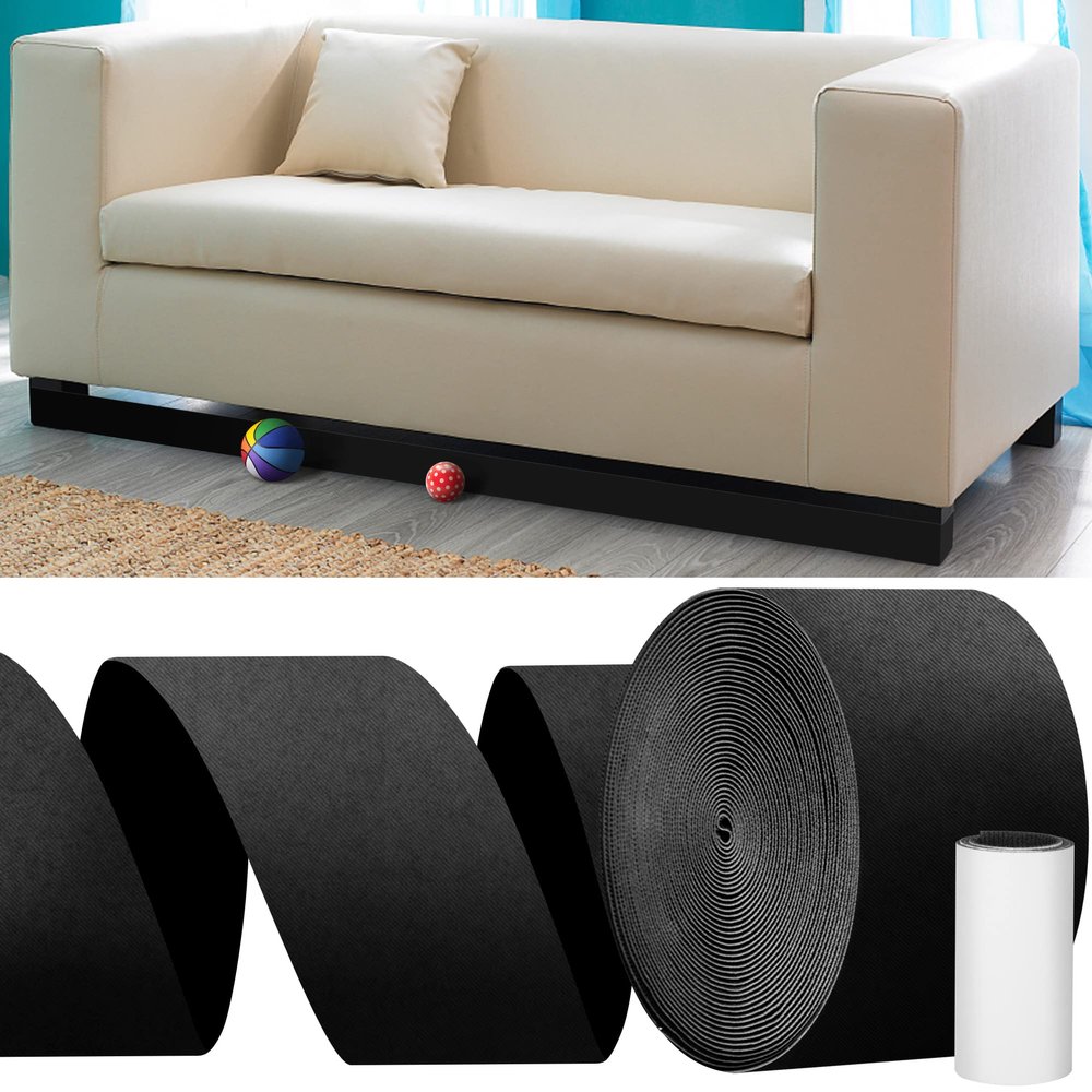 32.8 Feet Under Sofa Toy Blocker,Adjustable Gap Bumper,Sectional Connectors for Sliding Sofas,Bumper Guard for Avoid Things Sliding Under Couch & Furniture(Include 19.6" Adhesive Mounting Strap)