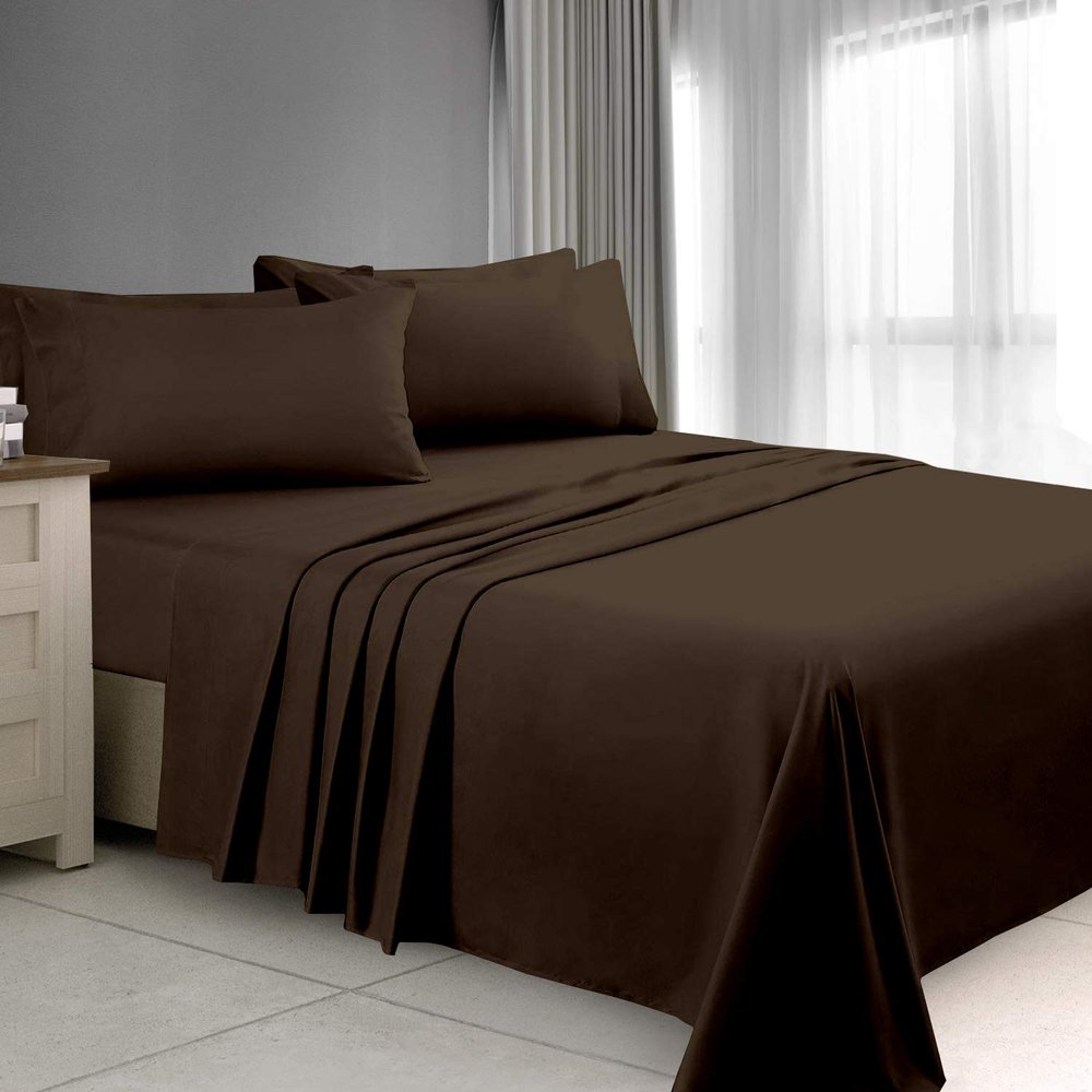 RV Short King Size Sheet Set-4 Piece Premium Sheet Set fits mattress upto 18 Inch Deep Pocket Fitted Sheets-1800 Ultra-Soft Microfiber RV Short King 72 x 75 Sheets Sets-Wrinkle Free Chocolate Sheets