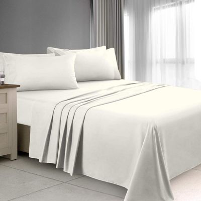 Alberta King Size Sheet Set-4 Piece Premium Sheet Set fits mattress upto 18 Inch Deep Pocket Fitted Sheets-1800 Ultra-Soft Microfiber Alberta King 96 x 96 Sheets Sets-Wrinkle Free Luxury Cream Sheets