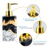 4 Piece Bathroom Accessories Set - Black and White Includes Lotion Dispenser, Toothbrush Holder Tumbler, and Soap Dish - Glossy Finish (Marble, Black, and White) view 2
